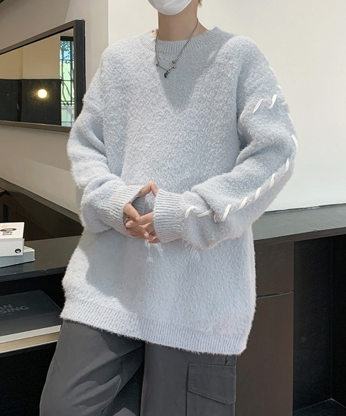 【セール】【FVLMEN】hand stitch shaggy knit pullover/ハンドステッチ シャギー ニット プルオーバー（ニット/セーター）｜FVLMEN（フルメン）