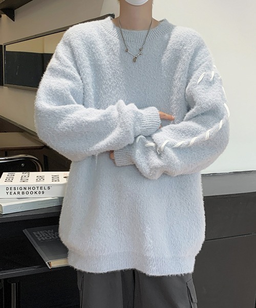 【セール】【FVLMEN】hand stitch shaggy knit pullover/ハンドステッチ シャギー ニット プルオーバー（ニット/セーター）｜FVLMEN（フルメン）