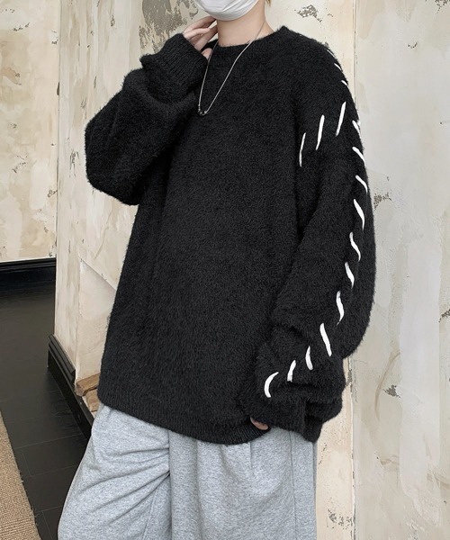 【セール】【FVLMEN】hand stitch shaggy knit pullover/ハンドステッチ シャギー ニット プルオーバー（ニット/セーター）｜FVLMEN（フルメン）