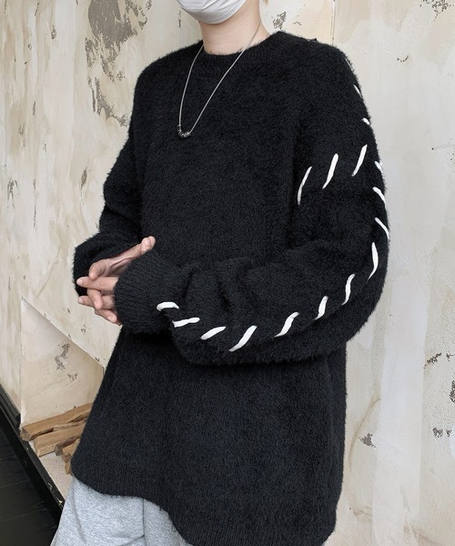 【セール】【FVLMEN】hand stitch shaggy knit pullover/ハンドステッチ シャギー ニット プルオーバー（ニット/セーター）｜FVLMEN（フルメン）
