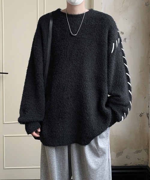 【セール】【FVLMEN】hand stitch shaggy knit pullover/ハンドステッチ シャギー ニット プルオーバー（ニット/セーター）｜FVLMEN（フルメン）