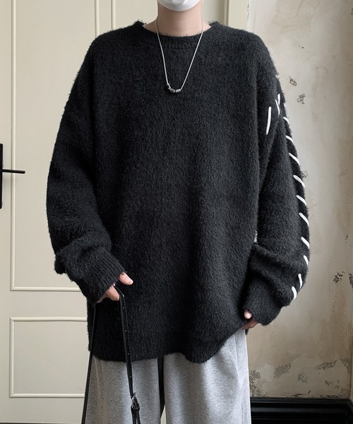 【セール】【FVLMEN】hand stitch shaggy knit pullover/ハンドステッチ シャギー ニット プルオーバー（ニット/セーター）｜FVLMEN（フルメン）