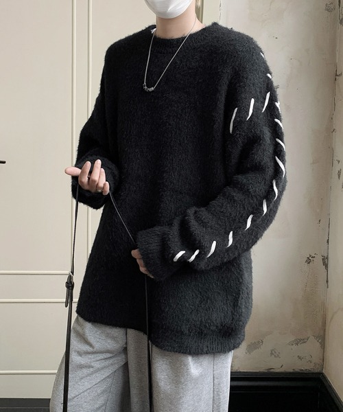 【セール】【FVLMEN】hand stitch shaggy knit pullover/ハンドステッチ シャギー ニット プルオーバー（ニット/セーター）｜FVLMEN（フルメン）
