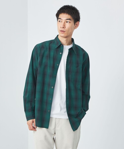 green label relaxing（グリーンレーベルリラクシング）の「オンブレ チェック レギュラーカラー シャツ（シャツ/ブラウス・メンズ・ダークグリーン/グレー/ダークグレー・S/M/L/XL）」の14枚目の写真