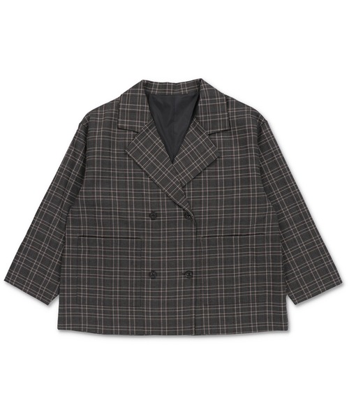 SPINNS（スピンズ）の「チェックダブルテーラードジャケット（テーラードジャケット・レディース・ブラック系その他/ブラウン系その他・ONESIZE）」の10枚目の写真