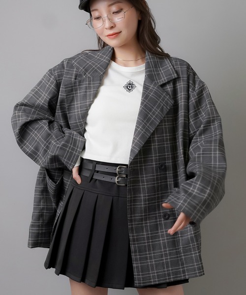 SPINNS（スピンズ）の「チェックダブルテーラードジャケット（テーラードジャケット・レディース・ブラック系その他/ブラウン系その他・ONESIZE）」の15枚目の写真