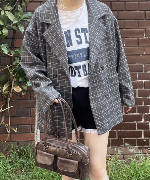 SPINNS（スピンズ）の「チェックダブルテーラードジャケット（テーラードジャケット・レディース・ブラック系その他/ブラウン系その他・ONESIZE）」の21枚目の写真