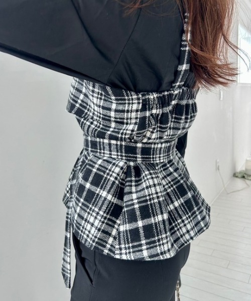 ipugo(イプゴ)の「ipugo/イプゴ ベルト付きチェック柄ビスチェ シャツ セット(アンサンブル・レディース・ブラック/ブラウン・FREE)」の15枚目の写真