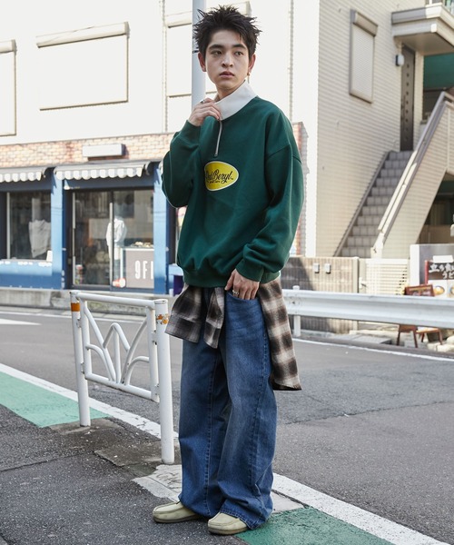WEGO(ウィゴー)の「WEGO/サークルロゴハーフジッププルオーバー(スウェット・メンズ・ブラック/アイボリー/ダークグリーン・LARGE/MEDIUM)」の10枚目の写真