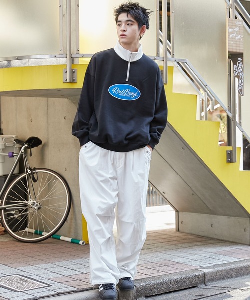 WEGO(ウィゴー)の「WEGO/サークルロゴハーフジッププルオーバー(スウェット・メンズ・ブラック/アイボリー/ダークグリーン・LARGE/MEDIUM)」の9枚目の写真