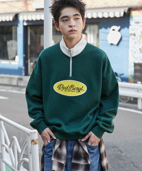WEGO(ウィゴー)の「WEGO/サークルロゴハーフジッププルオーバー(スウェット・メンズ・ブラック/アイボリー/ダークグリーン・LARGE/MEDIUM)」の5枚目の写真