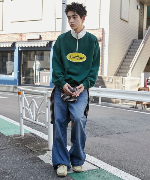 WEGO(ウィゴー)の「WEGO/サークルロゴハーフジッププルオーバー(スウェット・メンズ・ブラック/アイボリー/ダークグリーン・LARGE/MEDIUM)」の7枚目の写真