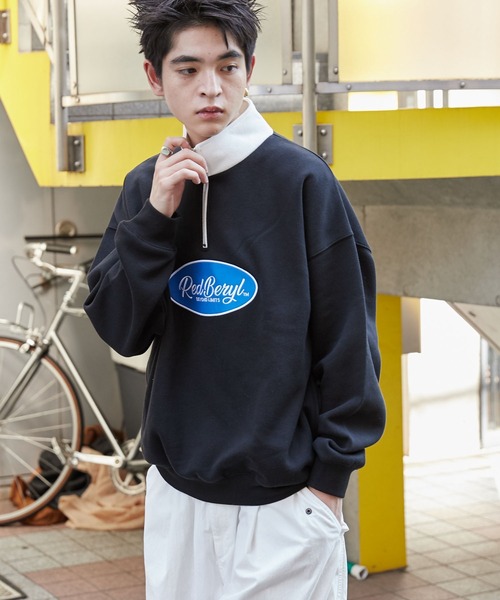 WEGO(ウィゴー)の「WEGO/サークルロゴハーフジッププルオーバー(スウェット・メンズ・ブラック/アイボリー/ダークグリーン・LARGE/MEDIUM)」の16枚目の写真