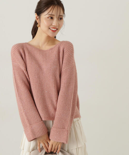 PROPORTION BODY DRESSING（プロポーションボディドレッシング）の「スパンコール畦ニット / 1214270010（ニット/セーター・レディース・グレー/ブルー/ピンク/ダークグレー/ベージュ・SMALL/MEDIUM）」の9枚目の写真