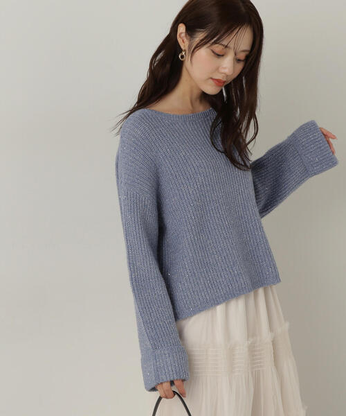 PROPORTION BODY DRESSING（プロポーションボディドレッシング）の「スパンコール畦ニット / 1214270010（ニット/セーター・レディース・グレー/ブルー/ピンク/ダークグレー/ベージュ・SMALL/MEDIUM）」の21枚目の写真