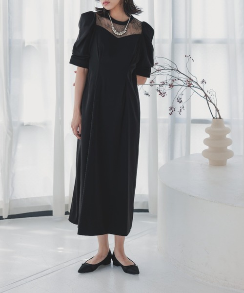 Dorry Doll ブラック ドレス オケージョンドレス　新品　ドリードール Dorry Doll ドレス フェザーフラワーチュールドレス 結婚式