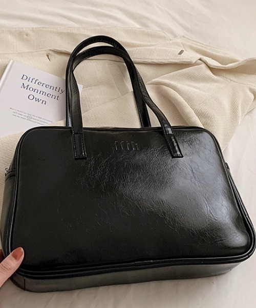 tolene(トレネ)の「フェイクレザー シンプル スクエア ハンドバッグ(ハンドバッグ・レディース・ブラック/グレー・ONE SIZE)」の6枚目の写真
