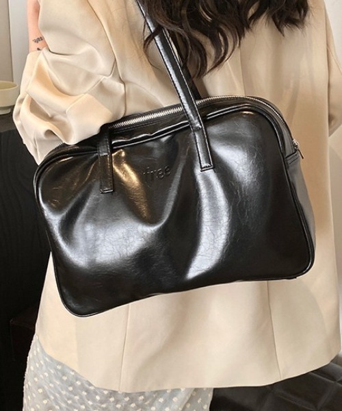 tolene(トレネ)の「フェイクレザー シンプル スクエア ハンドバッグ(ハンドバッグ・レディース・ブラック/グレー・ONE SIZE)」の9枚目の写真