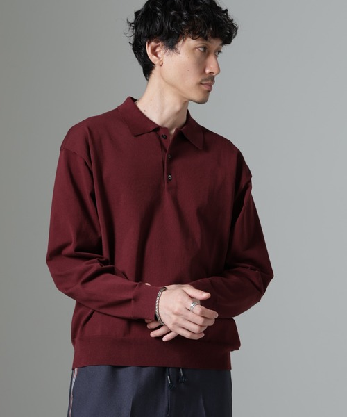 【セール】コットンソロナプレーティングニットポロ（ポロシャツ）｜nano･universe（ナノユニバース）