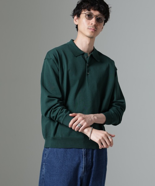 【セール】コットンソロナプレーティングニットポロ（ポロシャツ）｜nano･universe（ナノユニバース）