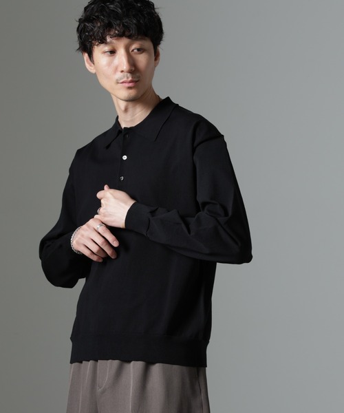 【セール】コットンソロナプレーティングニットポロ（ポロシャツ）｜nano･universe（ナノユニバース）