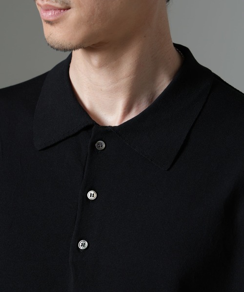 【セール】コットンソロナプレーティングニットポロ（ポロシャツ）｜nano･universe（ナノユニバース）