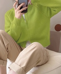 ダブルファスナーニットカーディガン