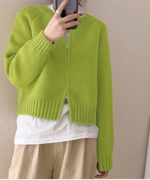 Jayro（ジャイロ）の「ダブルファスナーニットカーディガン（カーディガン/ボレロ・レディース・ブラック/ブルー/グレー/ホワイト/グリーン・FREE）」の16枚目の写真