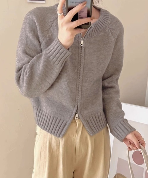 Jayro（ジャイロ）の「ダブルファスナーニットカーディガン（カーディガン/ボレロ・レディース・ブラック/ブルー/グレー/ホワイト/グリーン・FREE）」の17枚目の写真