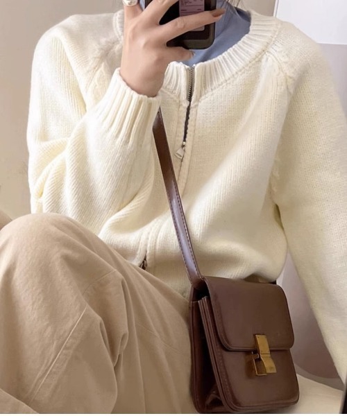 Jayro（ジャイロ）の「ダブルファスナーニットカーディガン（カーディガン/ボレロ・レディース・ブラック/ブルー/グレー/ホワイト/グリーン・FREE）」の7枚目の写真