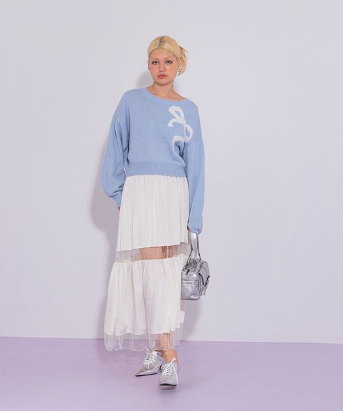 FOREVER 21（フォーエバー トゥエンティーワン）の「【2024FW】リボンジャガードニット（ニット/セーター・レディース・グレー/ピンク/ライトブルー/ブラック/レッド/ナチュラル・FREE）」の12枚目の写真