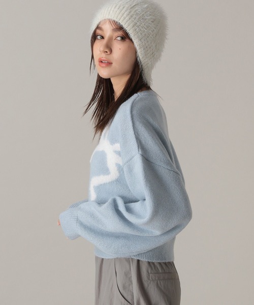 FOREVER 21（フォーエバー トゥエンティーワン）の「【2024FW】リボンジャガードニット（ニット/セーター・レディース・グレー/ピンク/ライトブルー/ブラック/レッド/ナチュラル・FREE）」の19枚目の写真