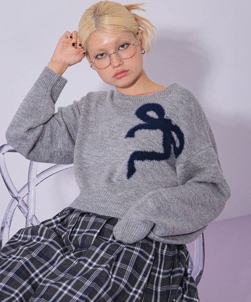 FOREVER 21（フォーエバー トゥエンティーワン）の「【2024FW】リボンジャガードニット（ニット/セーター・レディース・グレー/ピンク/ライトブルー/ブラック/レッド/ナチュラル・FREE）」の22枚目の写真