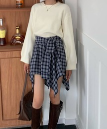 Grandeir | アシンメトリーチェック柄フレアミニスカート(スカート)