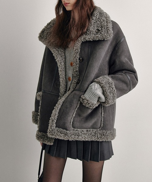 Fano Studios(ファノ ストゥディオズ)の「ワイドカラー ムートンジャケット FD24W360【Fano Studios】(ムートンコート・レディース・グレー系・L/M/S)」の6枚目の写真
