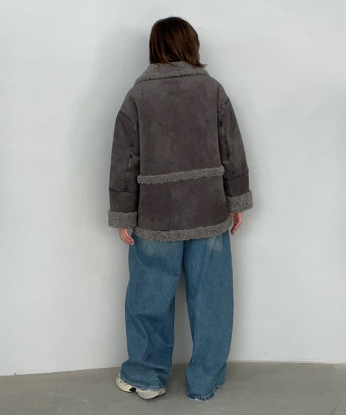 Fano Studios(ファノ ストゥディオズ)の「ワイドカラー ムートンジャケット FD24W360【Fano Studios】(ムートンコート・レディース・グレー系・L/M/S)」の18枚目の写真