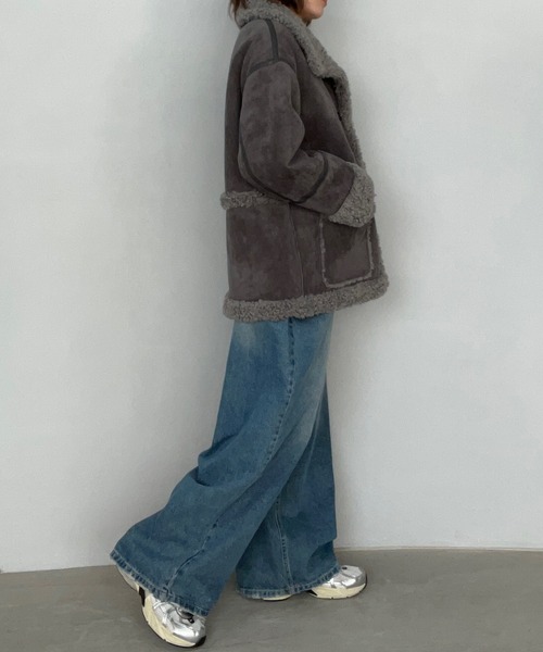 Fano Studios(ファノ ストゥディオズ)の「ワイドカラー ムートンジャケット FD24W360【Fano Studios】(ムートンコート・レディース・グレー系・L/M/S)」の13枚目の写真