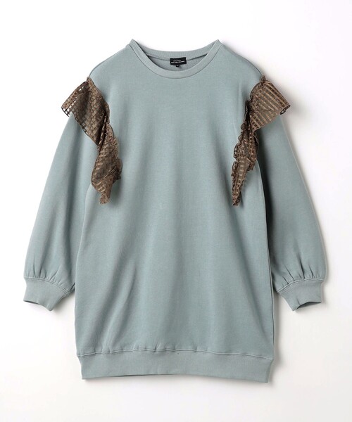 green label relaxing（グリーンレーベルリラクシング）の「裏毛 チュールフリル ワンピース / キッズ  100cm-130cm（ワンピース・キッズ・グレー/ライトピンク/ダークグレー・100cm/130cm/110cm/120cm）」の2枚目の写真