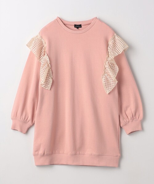 green label relaxing（グリーンレーベルリラクシング）の「裏毛 チュールフリル ワンピース / キッズ  100cm-130cm（ワンピース・キッズ・グレー/ライトピンク/ダークグレー・100cm/130cm/110cm/120cm）」の3枚目の写真