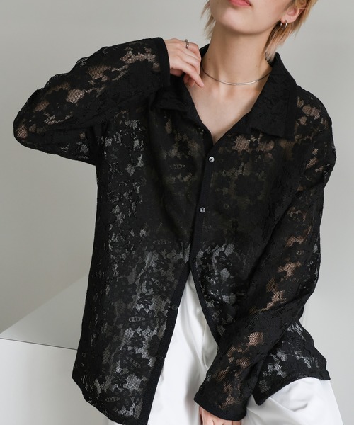select MOCA(セレクトモカ)の「メッシュレースシャツ(シャツ/ブラウス・レディース・ブラック/アイボリー・FREE)」の19枚目の写真