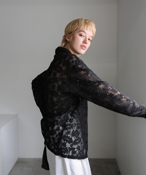 select MOCA(セレクトモカ)の「メッシュレースシャツ(シャツ/ブラウス・レディース・ブラック/アイボリー・FREE)」の21枚目の写真