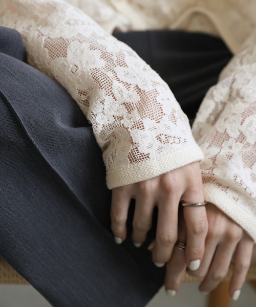 select MOCA(セレクトモカ)の「メッシュレースシャツ(シャツ/ブラウス・レディース・ブラック/アイボリー・FREE)」の8枚目の写真