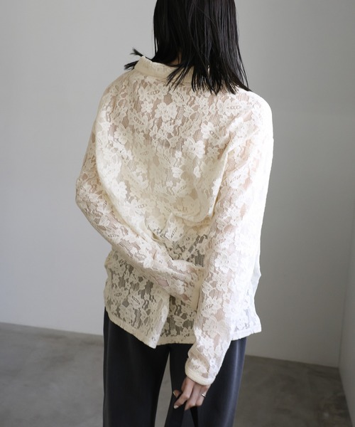 select MOCA(セレクトモカ)の「メッシュレースシャツ(シャツ/ブラウス・レディース・ブラック/アイボリー・FREE)」の10枚目の写真
