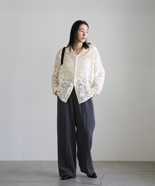 select MOCA(セレクトモカ)の「メッシュレースシャツ(シャツ/ブラウス・レディース・ブラック/アイボリー・FREE)」の3枚目の写真