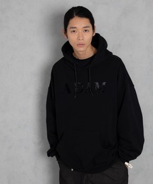 ADAMPATEK/doubleside logo hoodie/両面ロゴクラッシュフロッキープルパーカー(AP2424005)
