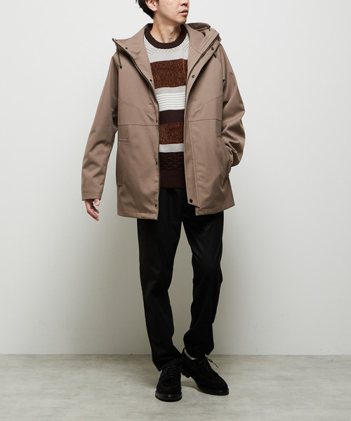 MEN'S MELROSE(メンズメルローズ)の「【MASTER FRAME/マスターフレーム】モール切り替えランダムボーダーニット(ニット/セーター・メンズ・ナチュラル/ブラウン/ネイビー・3/4)」の8枚目の写真