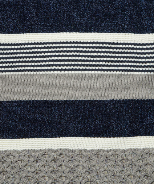 MEN'S MELROSE(メンズメルローズ)の「【MASTER FRAME/マスターフレーム】モール切り替えランダムボーダーニット(ニット/セーター・メンズ・ナチュラル/ブラウン/ネイビー・3/4)」の19枚目の写真