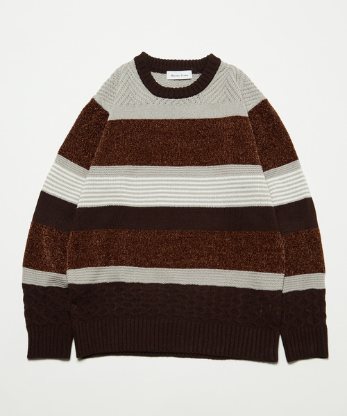 MEN'S MELROSE(メンズメルローズ)の「【MASTER FRAME/マスターフレーム】モール切り替えランダムボーダーニット(ニット/セーター・メンズ・ナチュラル/ブラウン/ネイビー・3/4)」の20枚目の写真