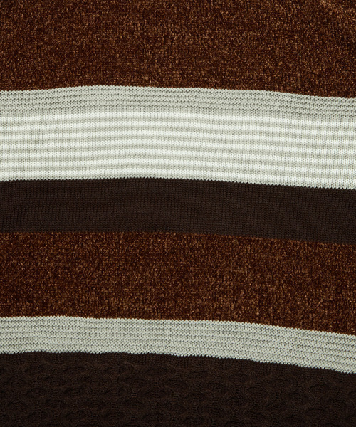 MEN'S MELROSE(メンズメルローズ)の「【MASTER FRAME/マスターフレーム】モール切り替えランダムボーダーニット(ニット/セーター・メンズ・ナチュラル/ブラウン/ネイビー・3/4)」の21枚目の写真