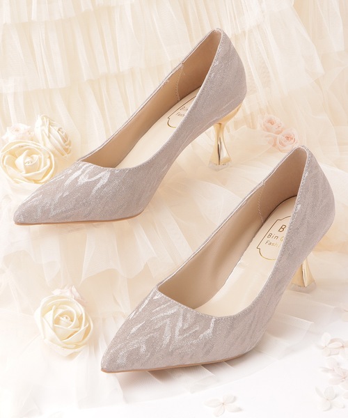 Lace Ladies(レースレディース)の「ストーン風 メタリック ヒール ポインテッド パンプス(パンプス・レディース・ゴールド/シルバー・22.5cm/23cm/23.5cm/24cm/24.5cm)」の3枚目の写真